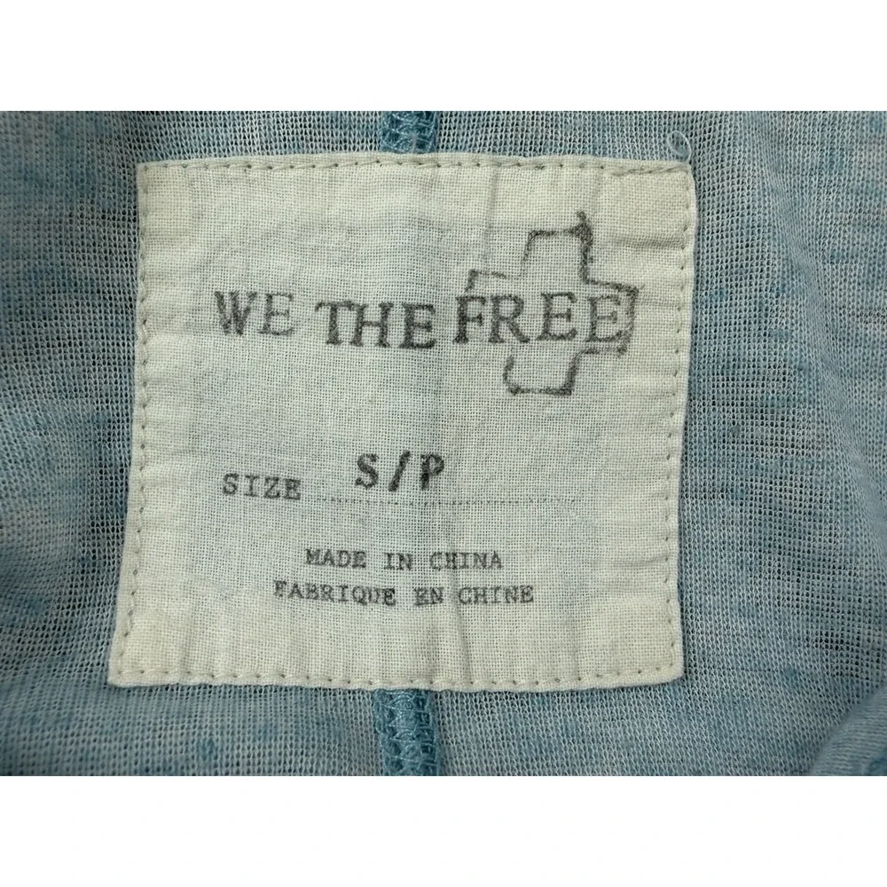 We The Free Turquoise Blue High Low Hem Long Sleeved Top Size S Oversized Sheer - Picture 7 of 8